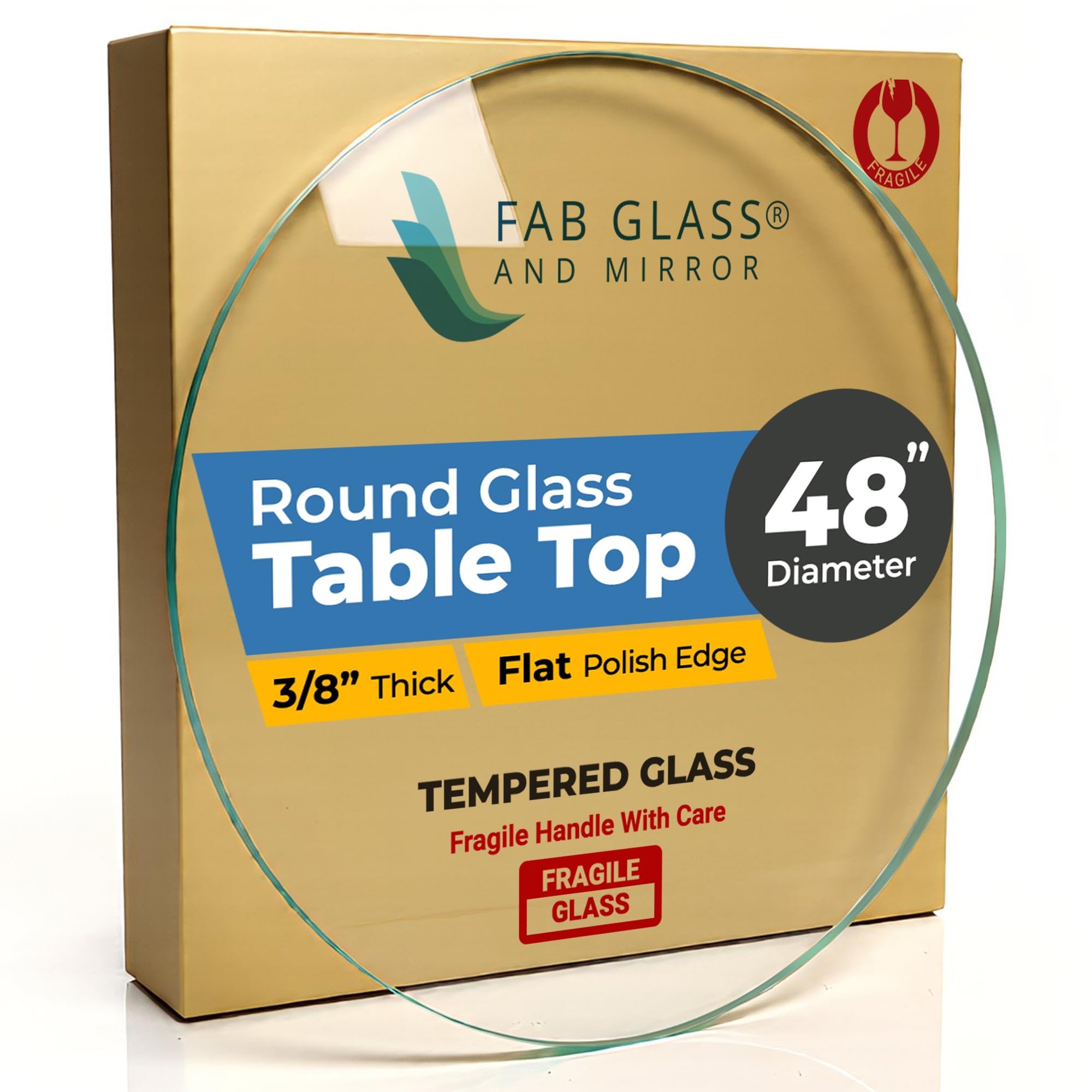 12" Inch Round Glass Table Top 1/2" Thick Tempered Beveled Edge by Fab Glass and Mirror