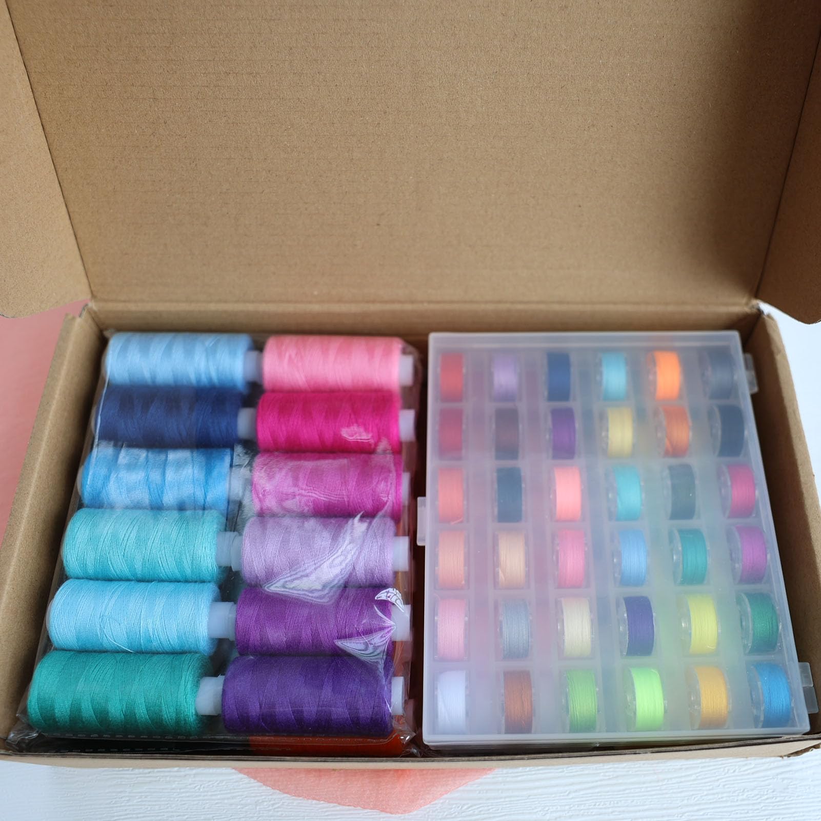 72 PCS Sewing Thread Assortment, 36 Color Thread for Sewing Machine with 36 Same Color Bobbins, Polyester Thread 400 Yards/Spool (72)