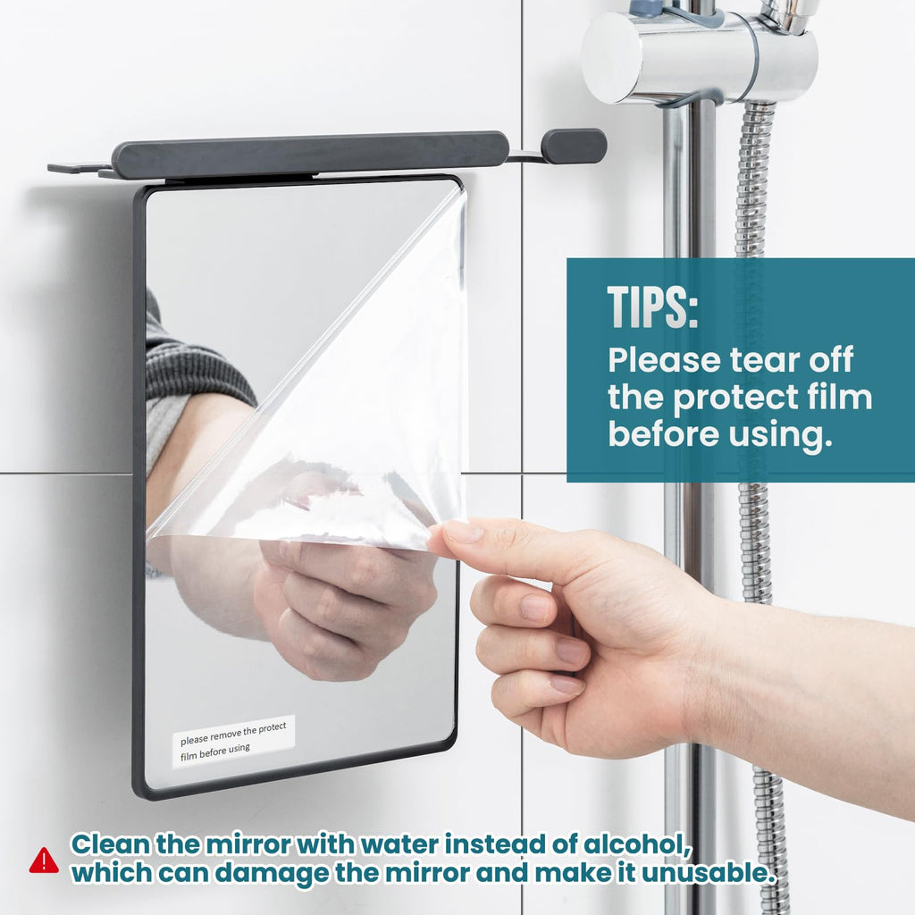 TAILI Shower Mirror Fogless for Shaving | Shower Mirror Fogless, Shaving Mirrors, Suction Cup, Removable & Reusable, Razor Holder Storage, Bathroom Accessories K9