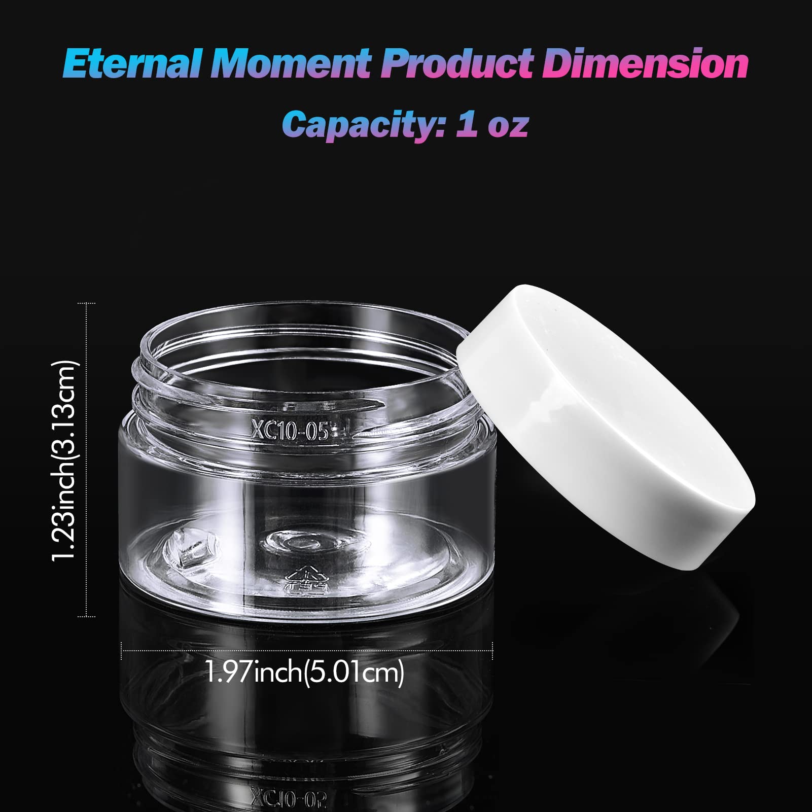 Eternal Moment 36 Pack 1 OZ Plastic Jars Round Clear Cosmetic Container Jars with Lids, Perfect for Lotion, Cream, Ointments, Makeup, Eye Shadow, Rhinestone, Samples, Pot, Travel Storage