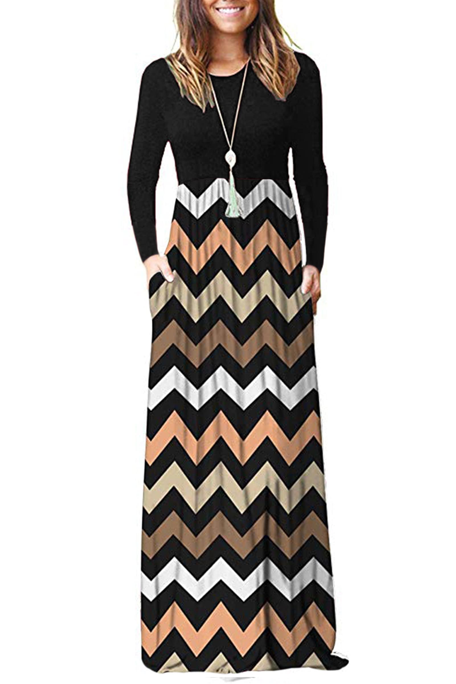AUSELILY Women's Classic Long Sleeve Dress Loose Plain Long Casual Maxi Dresses with Pockets 2026