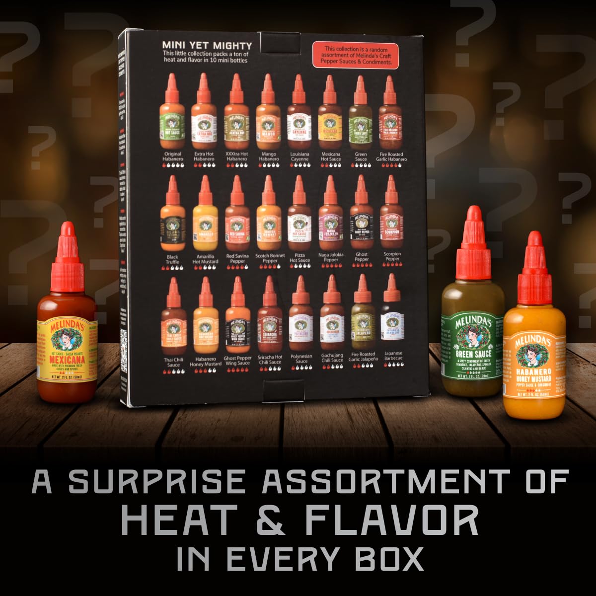 Melinda’s Mini Hot Sauce Variety Pack - 10 Pack (2 Oz Each) - Gourmet Gift Set with Travel Friendly Mini Hot Sauce Bottles in 10+ Possible Flavors