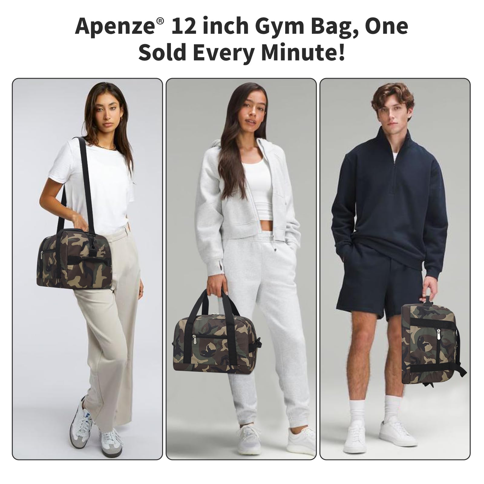Apenze Small Gym Bag Carry On Bag - 12 in Mini Duffle Bag Lightweight for Overnight Travel(Camouflage)