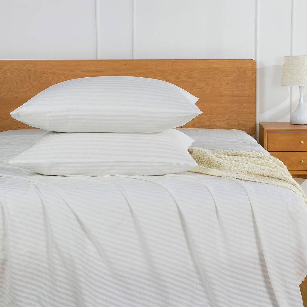 JELLYMONI Cotton Striped Pillowcases Set of 2, Sage Green, Standard | Soft breathable feel, Envelope closure, 400TC cotton, Machine washable, Gentle on skin