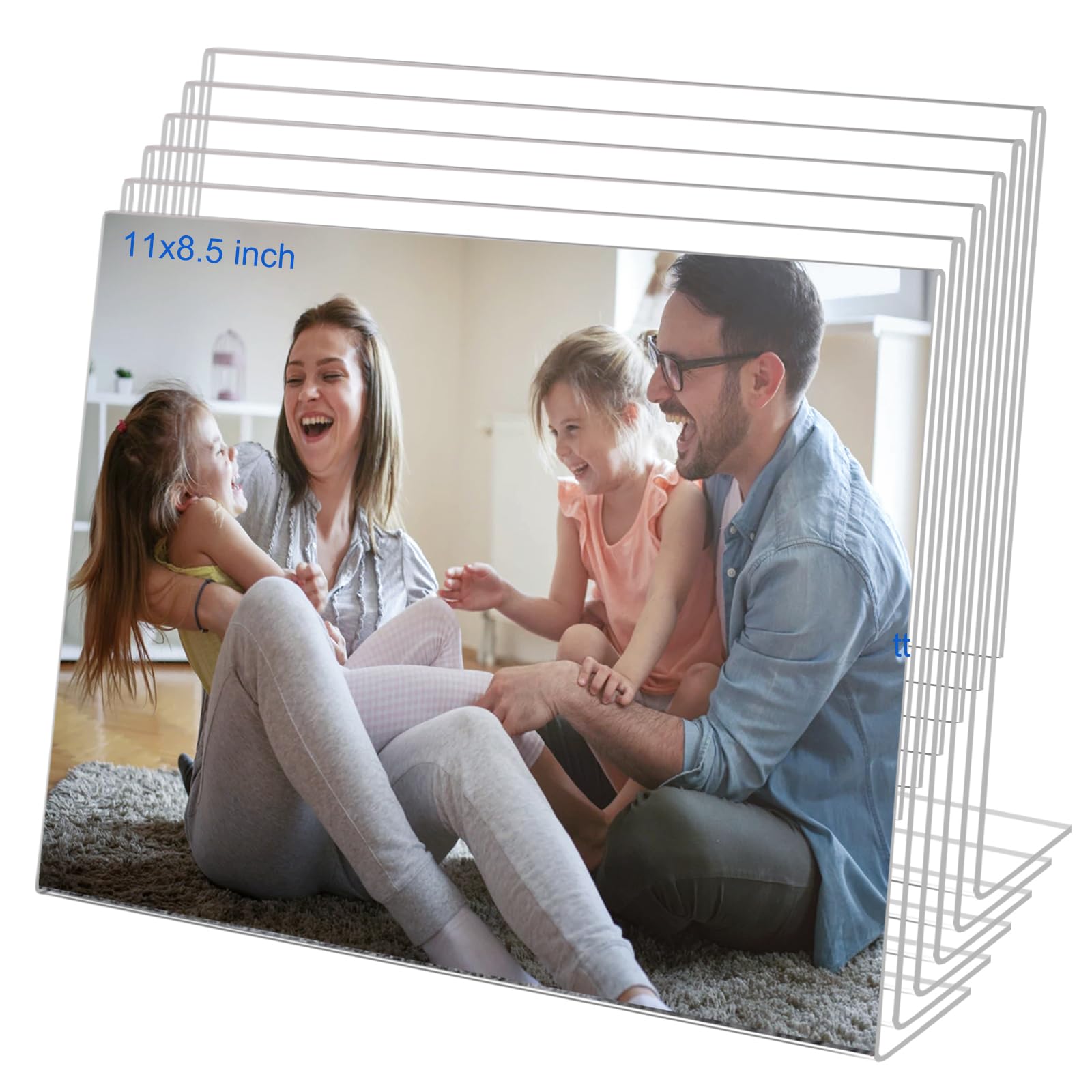 4x4 Acrylic Picture Frames, Set Of 6 Clear Acrylic Frameless Gift for Desktop Display, Standing Picture or Display Sign Holder with Inserts for Home Office