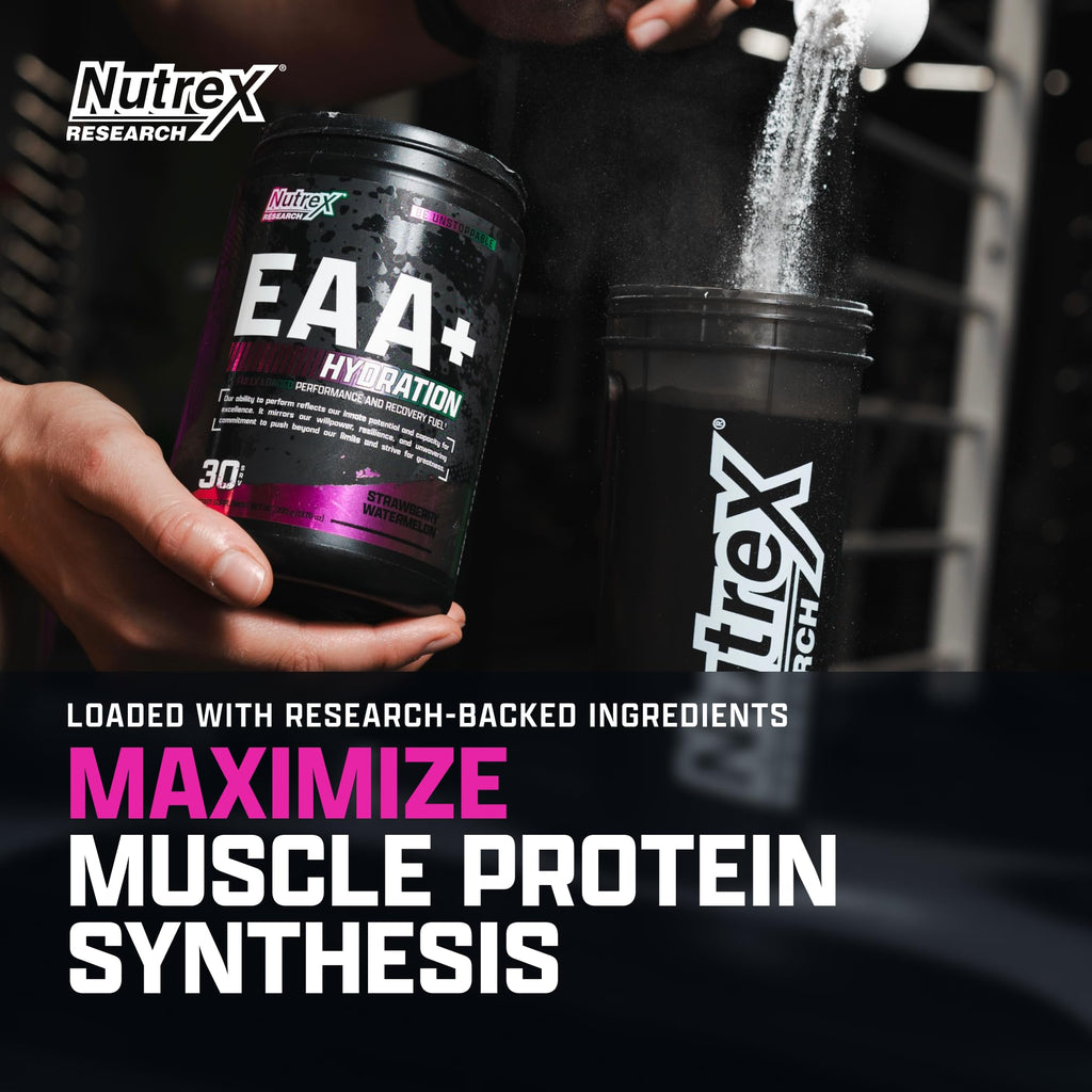 Nutrex Research EAA Hydration | EAAs + BCAAs Powder | Muscle Recovery, Strength, Muscle Building, Endurance | 8G Essential Amino Acids + Electrolytes | Apple Pear 30 Servings