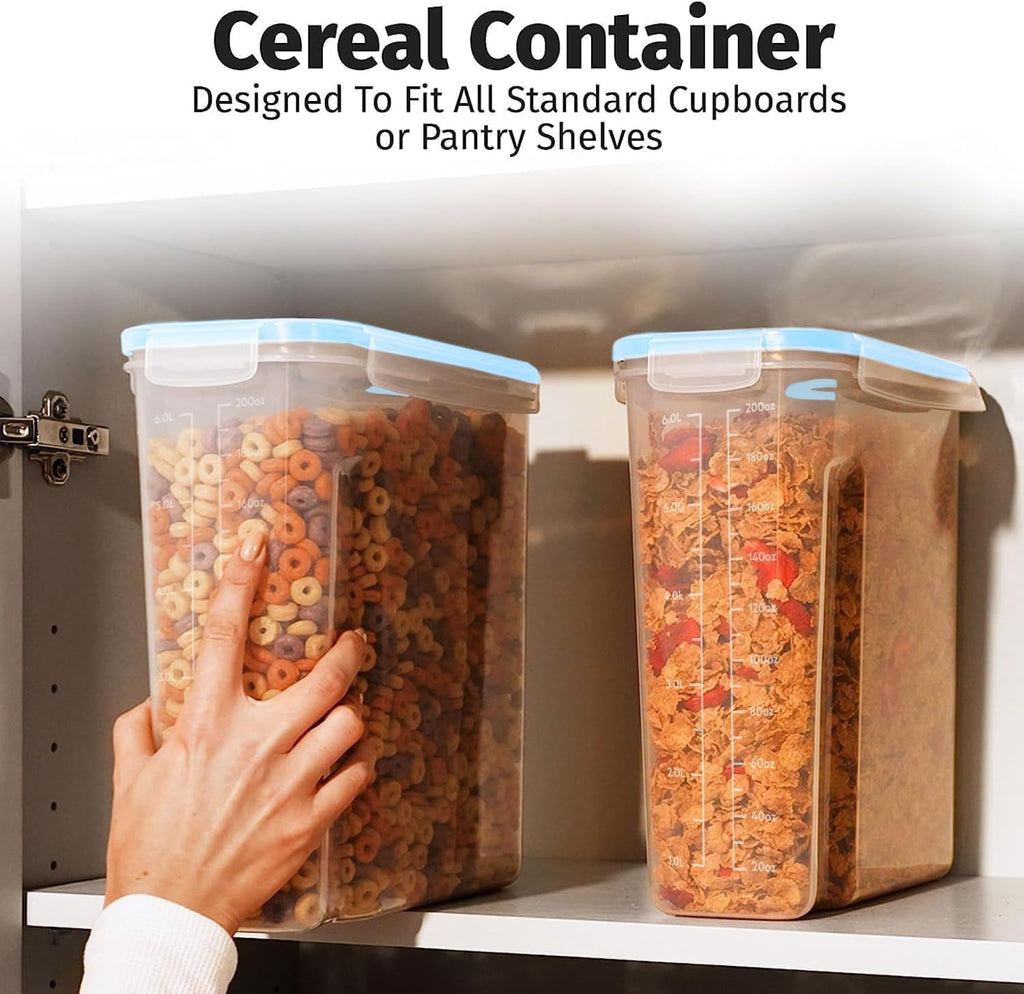 Shazo 2 Pack (6.3L / 213OZ) EXTRA Large Airtight Food Storage Cereal Containers for Bulk Food Storage BPA-Free Plastic Container, Pantry Organization and Canister for Rice, Pasta, Sugar & Flour
