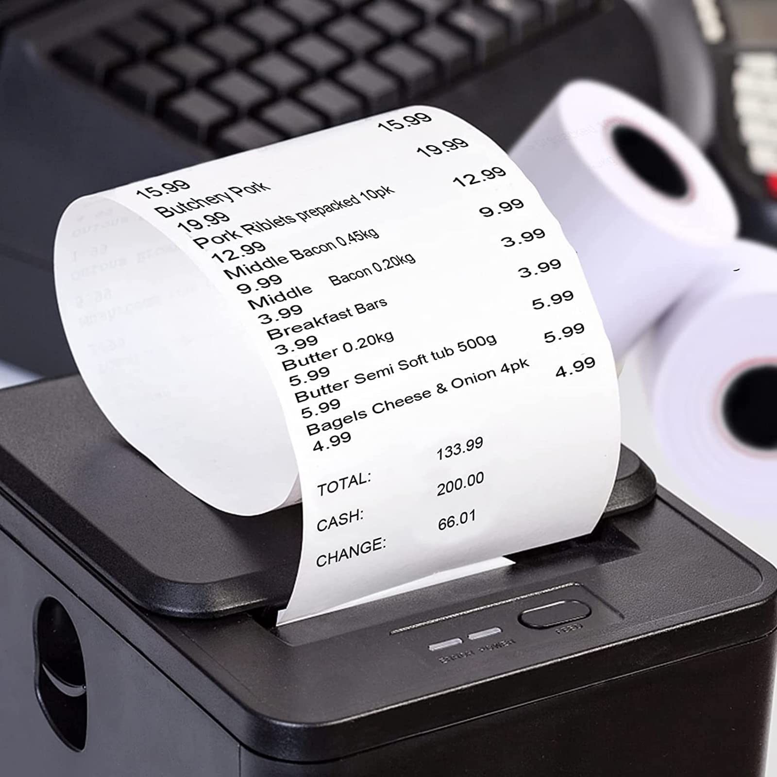 2 1/4'' x 50' Thermal Receipt Paper 50 Rolls, 2.25x50ft Receipt Roll Cash Register Paper - For Credit Card Machine POS Terminal Clover Mini Verifone