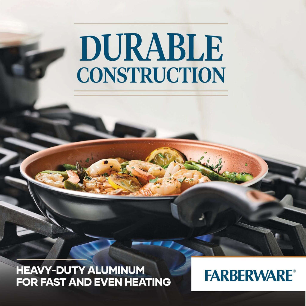 Farberware Glide Ceramic Nonstick Saute Pan / Frying Pan / Fry Pan with Lid and Helper Handle - 4 Quart, Black