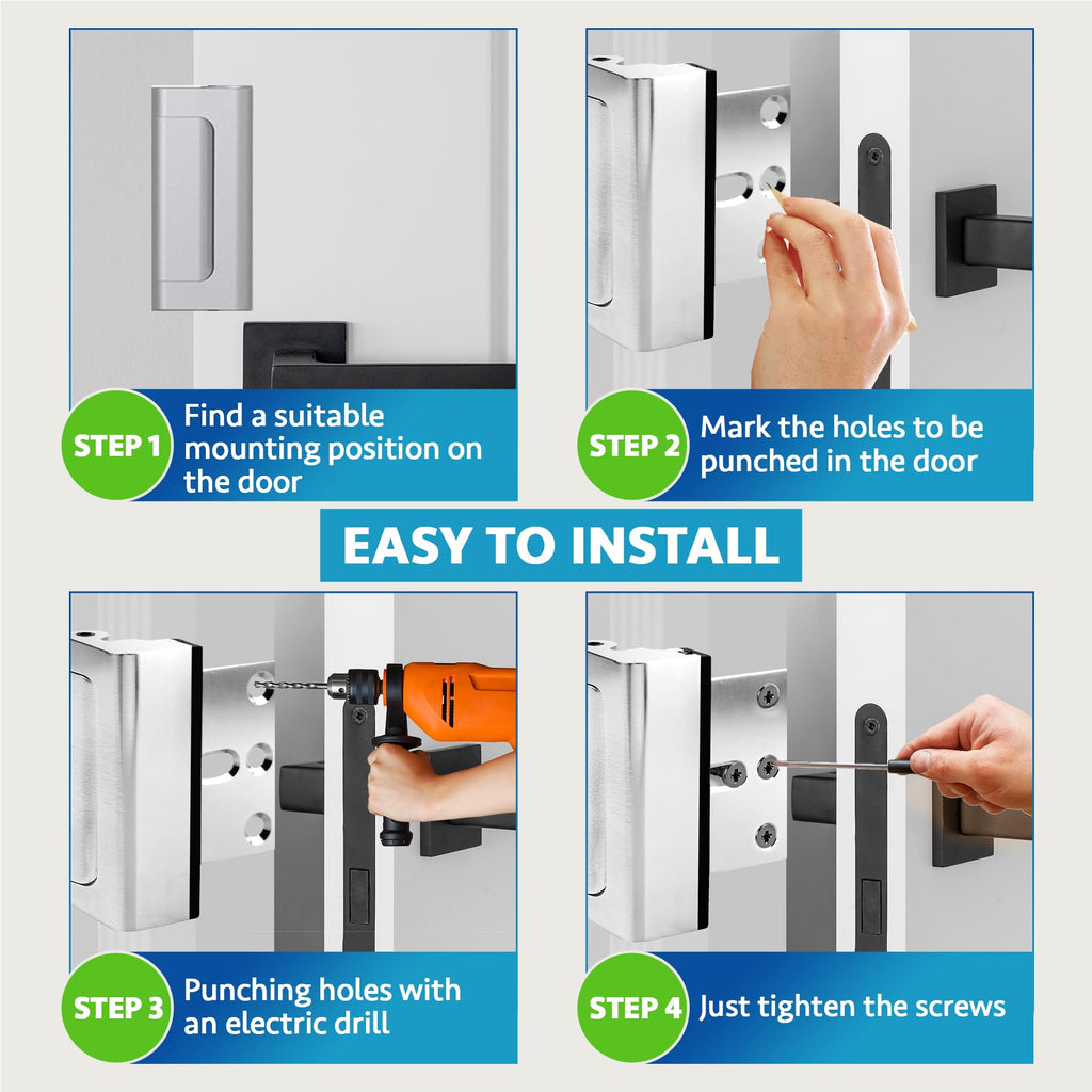 Dwell+Good Door Locks (2-Pack) - Easy To Install Aluminum Home Security Door Locks for Front Door - Child Proof Door Lock for Kids Safety - Withstand 800 lb of Force & Tamper Proof Top Door Lock Latch