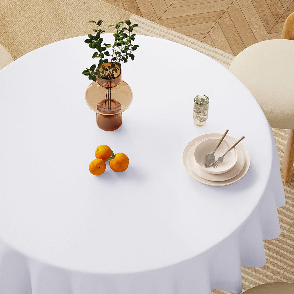 sancua Rectangle Tablecloths for 4ft Tables, 6 Pack - 60x84 Inch - Beige Washable Fabric Cloth Table Cloth for Wedding, Party, Birthday, Banquet, Reusable Polyester Table Covers