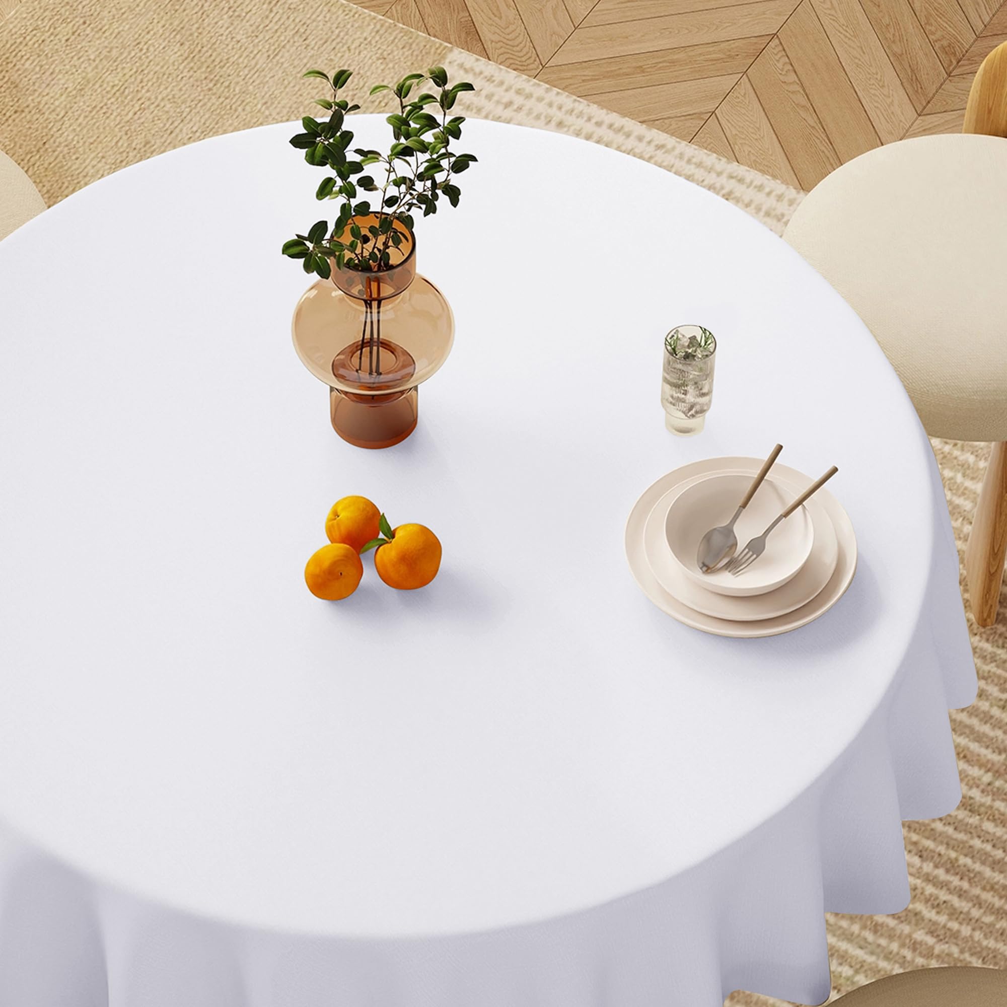 sancua Rectangle Tablecloths for 4ft Tables, 6 Pack - 60x84 Inch - Beige Washable Fabric Cloth Table Cloth for Wedding, Party, Birthday, Banquet, Reusable Polyester Table Covers