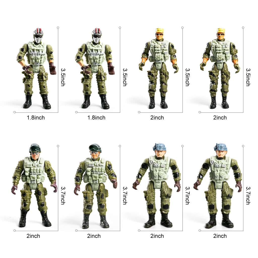 56-in-1 Army Men Toys for Boys 4-7 6-8 8-12, Military Truck/Helicopter/Kayak Boat/Motorcycle/Army Men Action Figures/Weapon Gears, Army Toys for Boys Kids Birthday Gifts Party Favors