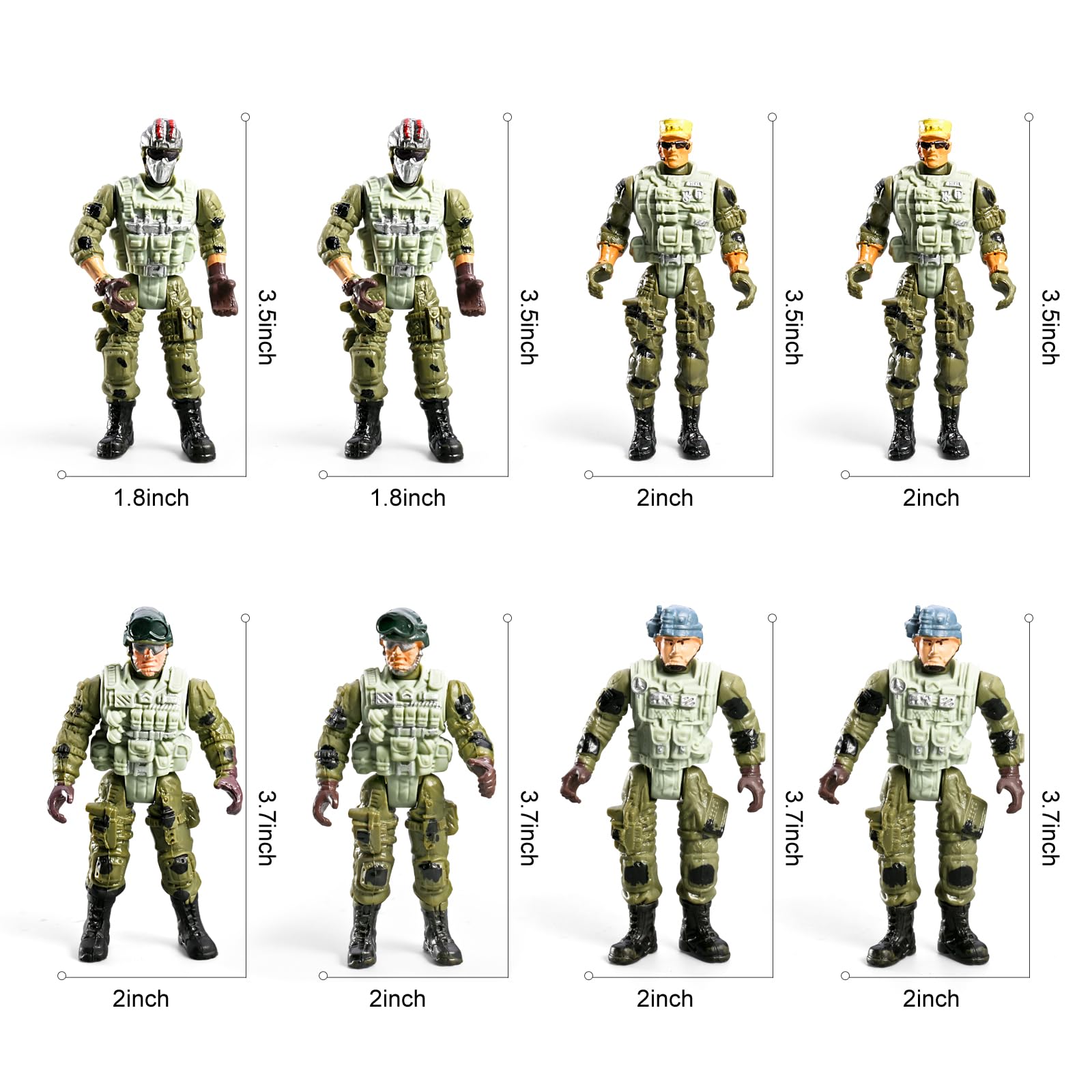 56-in-1 Army Men Toys for Boys 4-7 6-8 8-12, Military Truck/Helicopter/Kayak Boat/Motorcycle/Army Men Action Figures/Weapon Gears, Army Toys for Boys Kids Birthday Gifts Party Favors