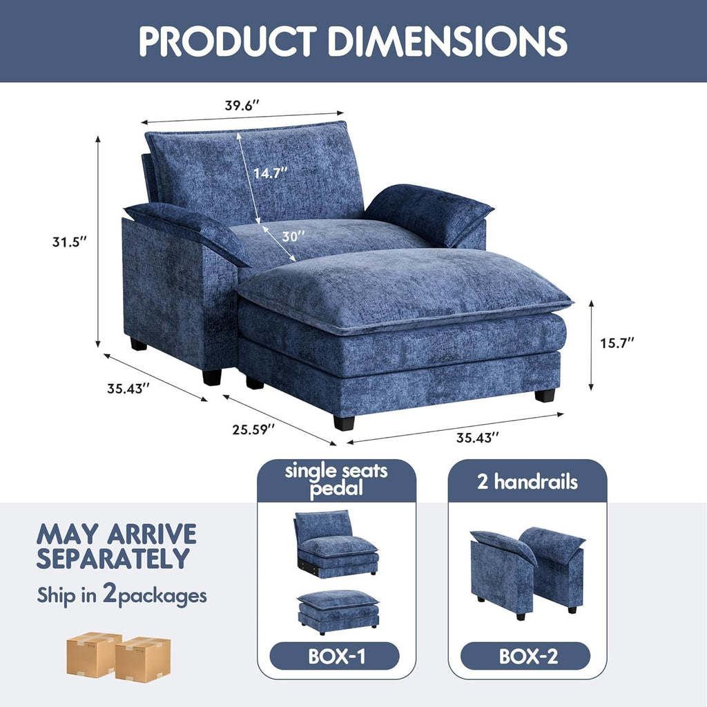 Homall 80" Modular Sectional Sofa, Loveseat Sofa Couch with Double-Layer Cushion, DIY Combination Chenille Deep 2-Seat Cloud Couch for Living Room, Apartment (Bright Grey, Loveseat Sofa)
