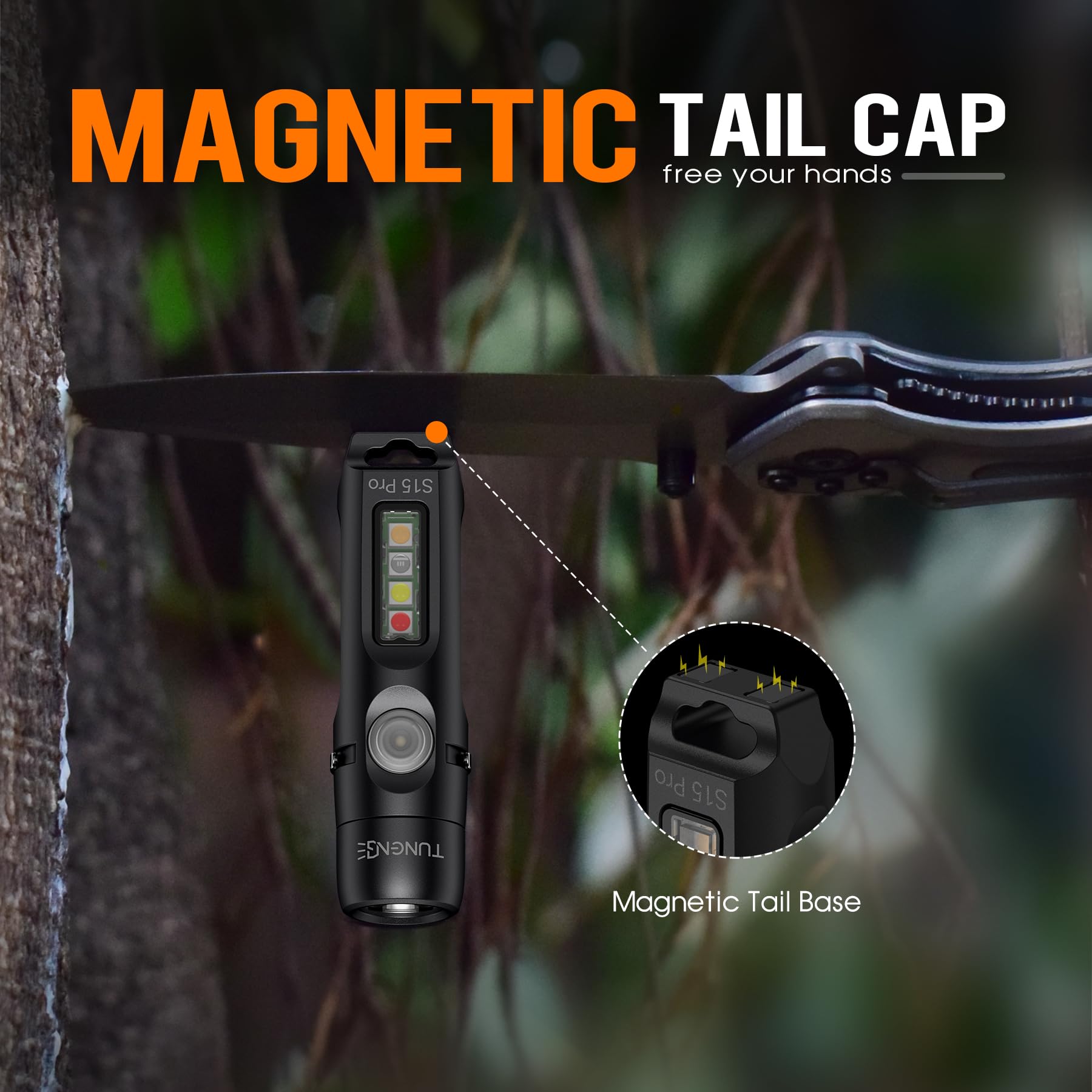 S15PRO-TK 7075 Aluminum Keychain Flashlight Rechargeable, 750 Lumens EDC Mini Flashlight, Pocket Light with 5 Side Light + Screwdriver & Quick-Release Tail Cap for Emergencies, Maintenance, Khaki