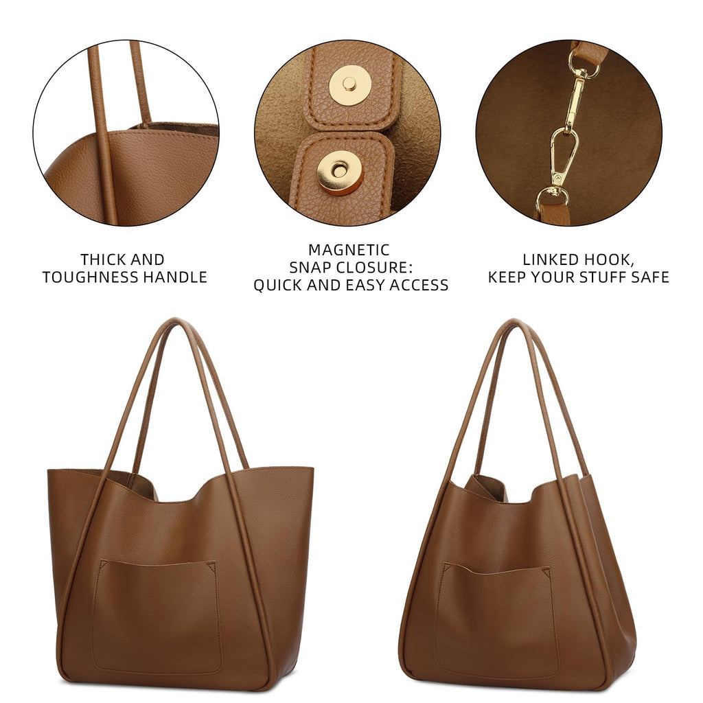 KKXIU Tote Bag for Women Vegan Leather Shoulder Purse Large Capacity Travel Bag