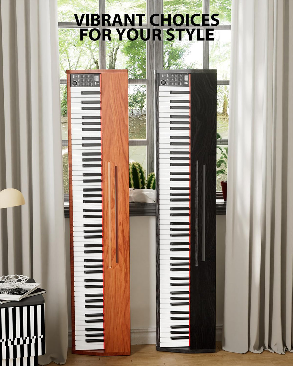 UISCOM Digital Piano Keyboard for Beginners, Full Size 88 Key Semi-Weighted Keyboard Electric Piano with Stand,Power Adapter,Sheet Music Stand,Pedal,Headphone,USB-MIDI Compatible,Wood Grain Apricot