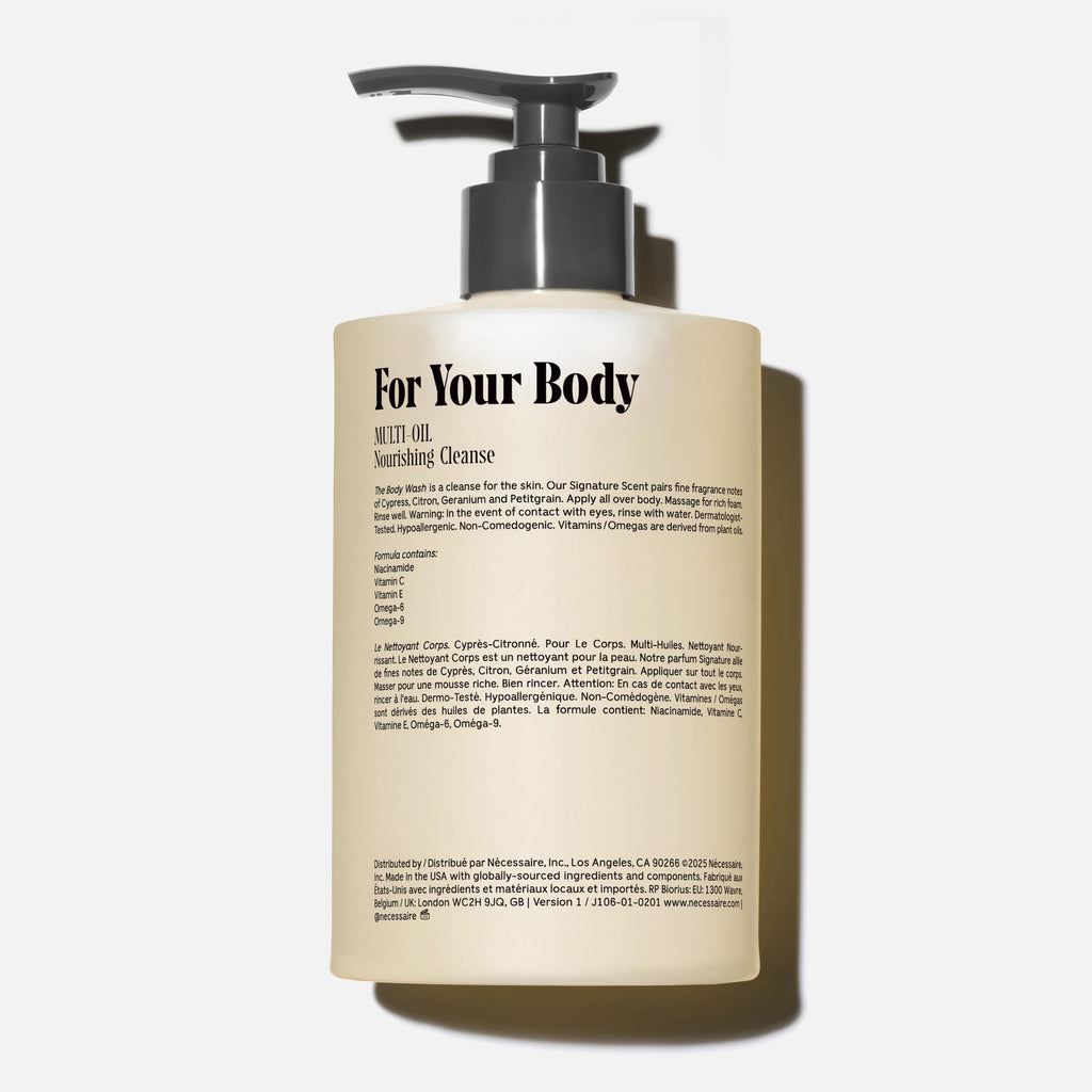 Nécessaire The Body Wash Eucalyptus — Multi-Oil Shower Gel Body Wash for Women + Men. Non-Comedogenic + Hypoallergenic for Sensitive Skin with Niacinamide. 500ml/16.9 fl oz
