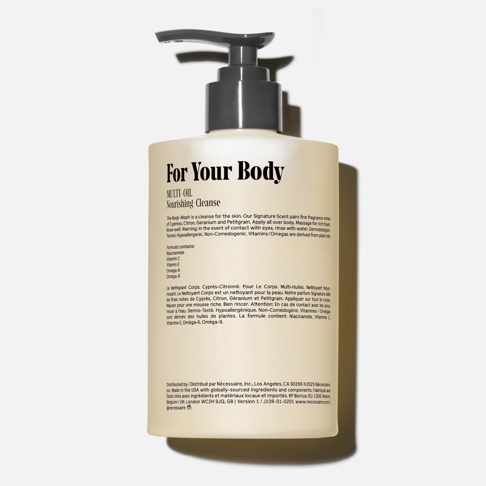 Nécessaire The Body Wash Eucalyptus — Multi-Oil Shower Gel Body Wash for Women + Men. Non-Comedogenic + Hypoallergenic for Sensitive Skin with Niacinamide. 500ml/16.9 fl oz