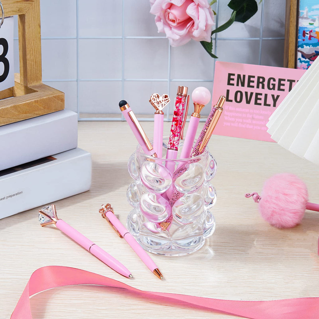 WEMATE 8Pcs Ballpoint Pens Set Metal Crystal Diamond Pen Glitter for Journaling Black Pen Bling in Black & Blue Ink Pretty Cute Pens Fancy Pens Gifts for Women Wedding School Office Desk(Black)