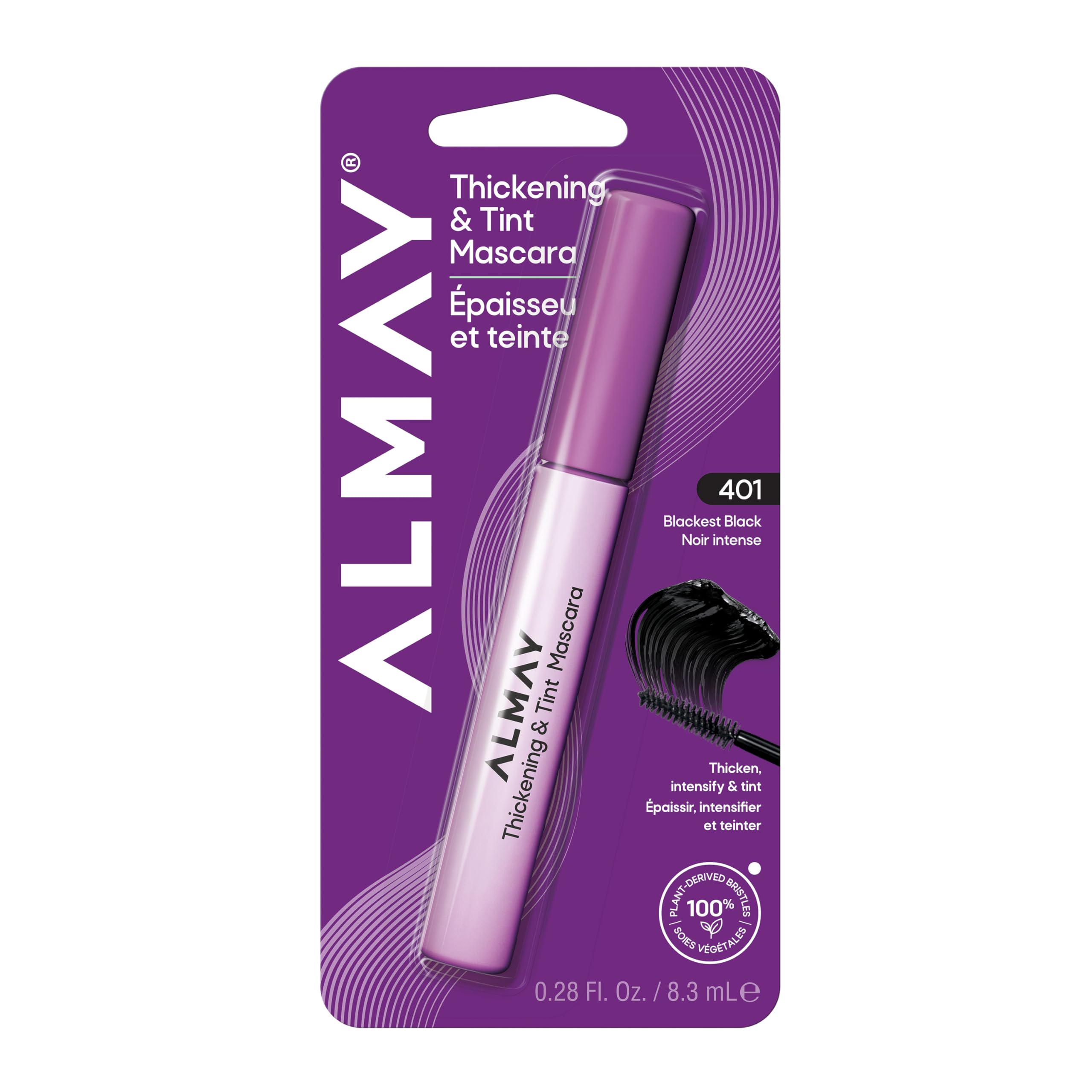 Almay Thickening & Tint Mascara, Nourishing Mascara, Hypoallergenic, 401 Blackest Black