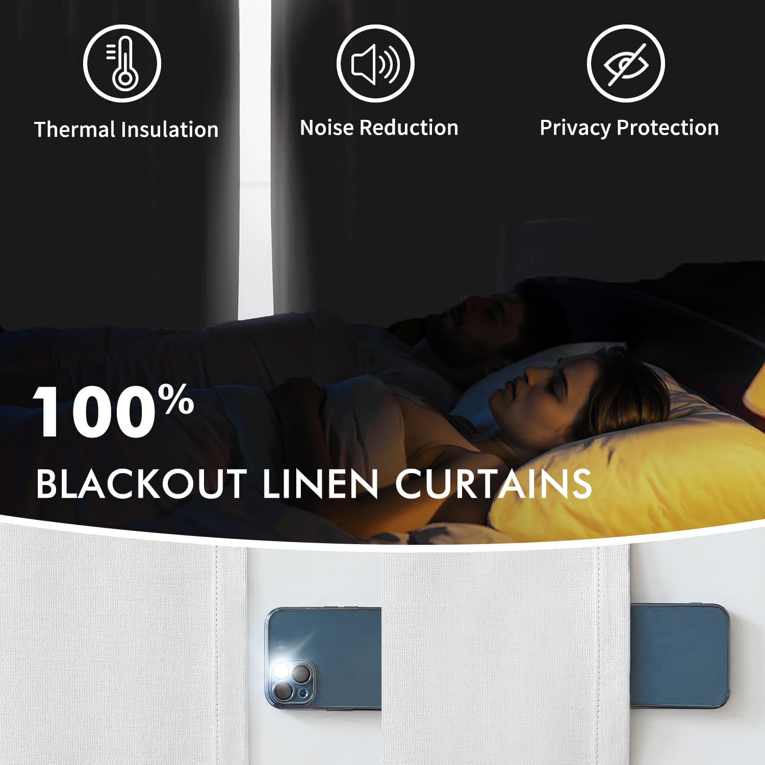 MIULEE Linen Pinch Pleated 100% Blackout Curtains for Bedroom 84 Inch Long 2 Panels Set- Back Tab Track Beige Thermal Insulated Cream Black Out Triple Pleat Room Darkening Drapes with Hooks, Greige