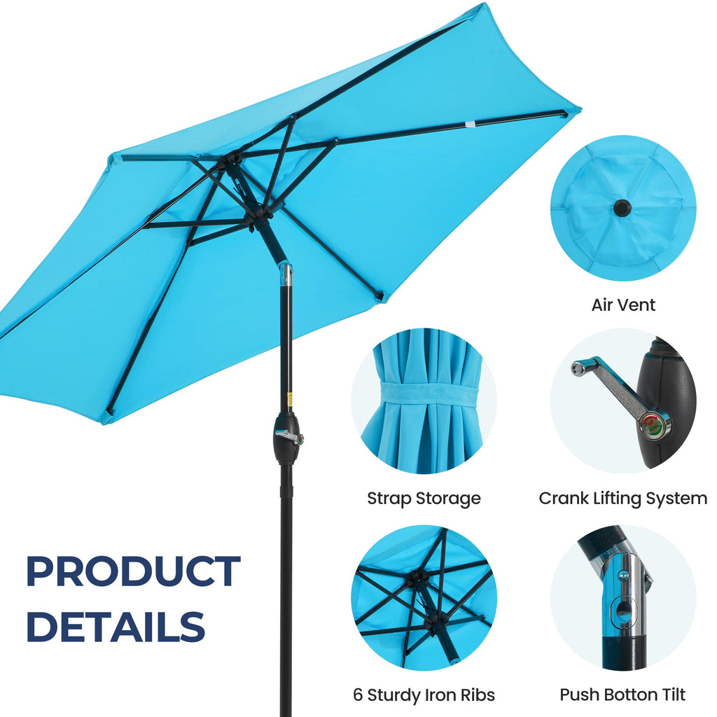 SUNVIVI OUTDOOR Outdoor Patio Umbrella, Patio Umbrella, Market Umbrella, Large Outdoor Umbrella, Metal Pole Umbrella with Push Button Tilt and Crank, Polyester Canopy