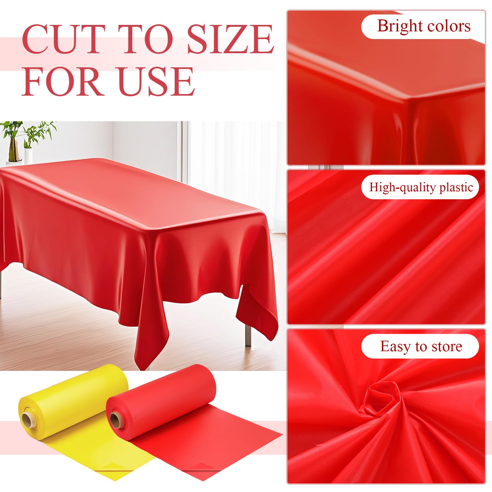 Moukeren 40'' x 100'' Circus Tablecloth Roll Carnival Tent Party Table Cover for Birthday Decorations Circus Theme Tablecloth for Backdrop Curtains Ceiling Wall Drapes Supplies(Beige, Red,4 Roll)