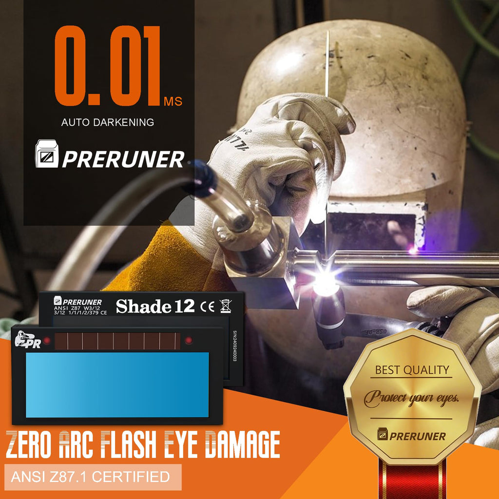 Core Series Gold Shade 9 Auto Darkening Welding Lens 2" x 4 1/4", Slim 0.2" Welding Lens with Cool Blue Puddle View for Pancake & Sugar Scoop Welding Hoods