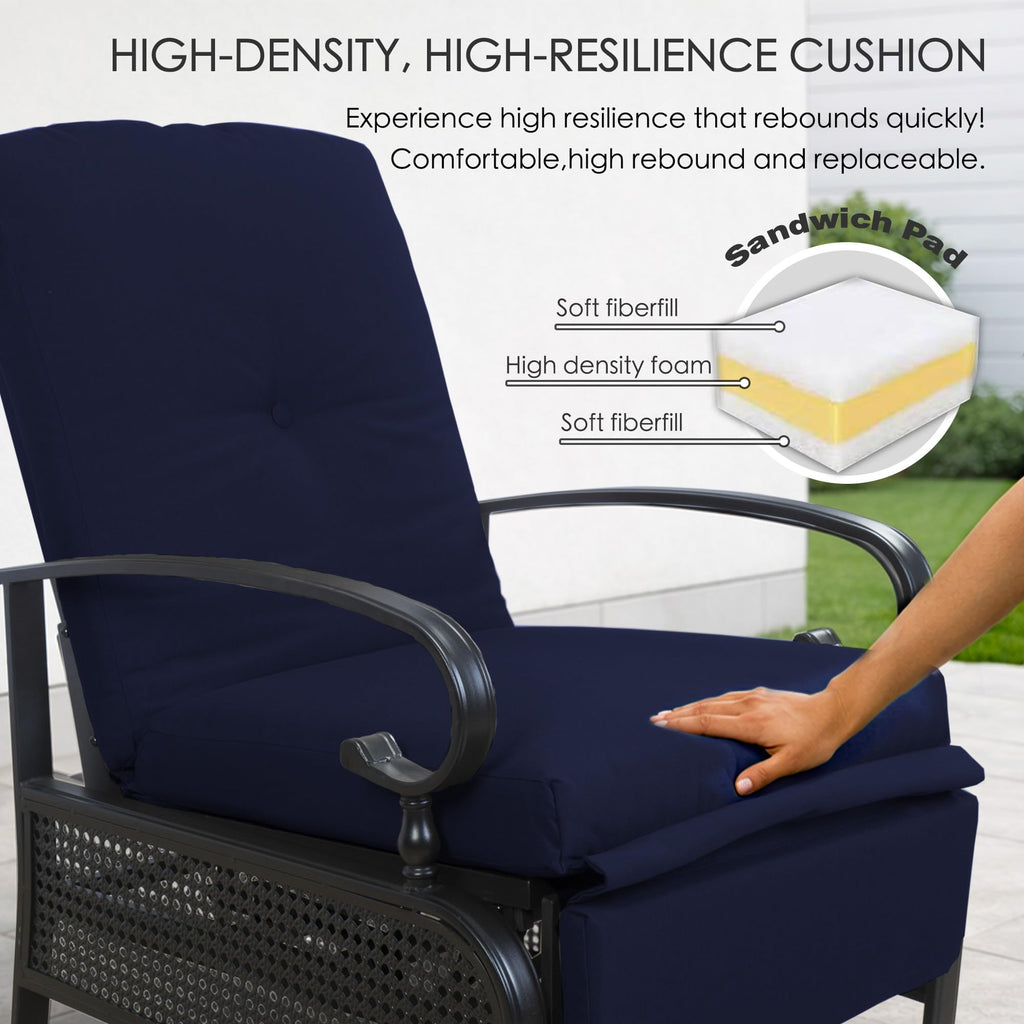 Kozyard Adjustable Outdoor Reclining Lounge Chair, Cushioned Patio Chaise Lounge with Extendable Metal Frame for Sunbathing, Reading & Relaxing – Comfortable Outdoor Recliner, Aqua