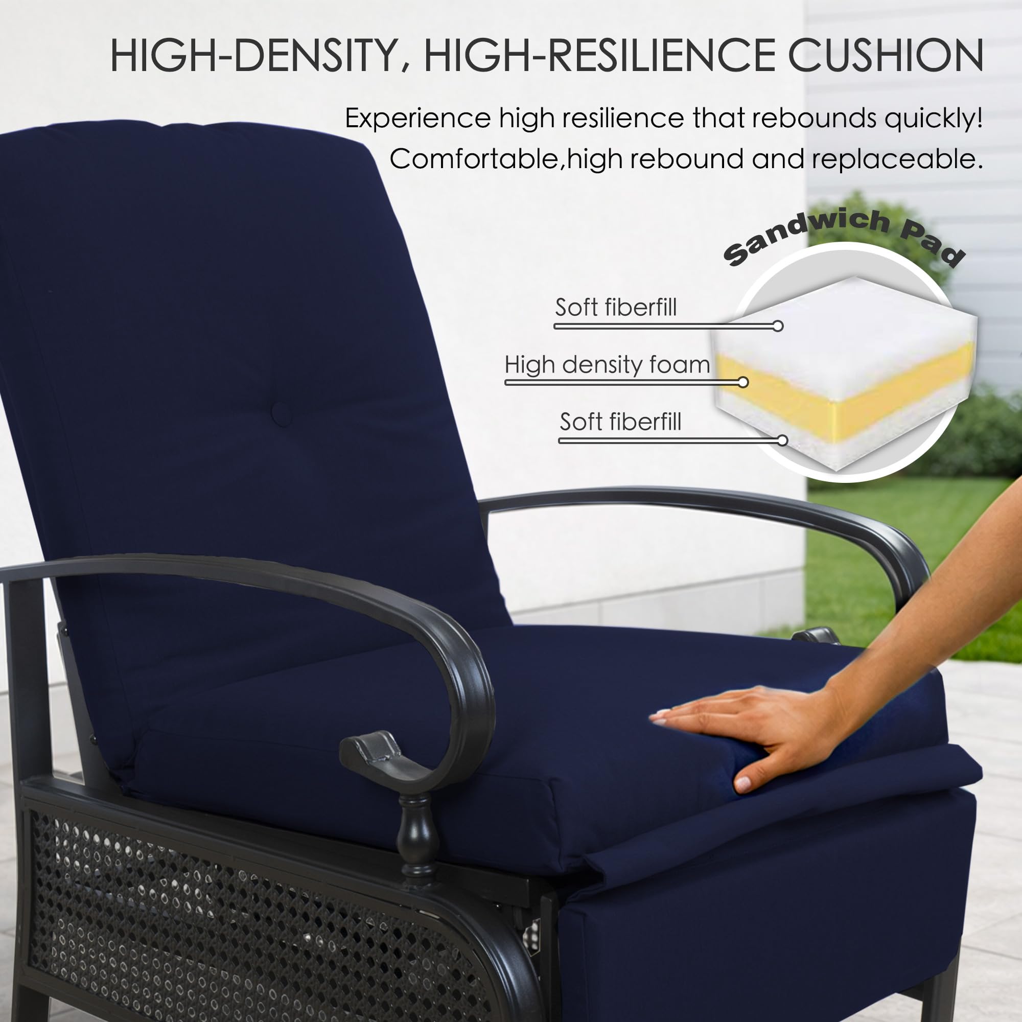 Kozyard Adjustable Outdoor Reclining Lounge Chair, Cushioned Patio Chaise Lounge with Extendable Metal Frame for Sunbathing, Reading & Relaxing – Comfortable Outdoor Recliner, Aqua