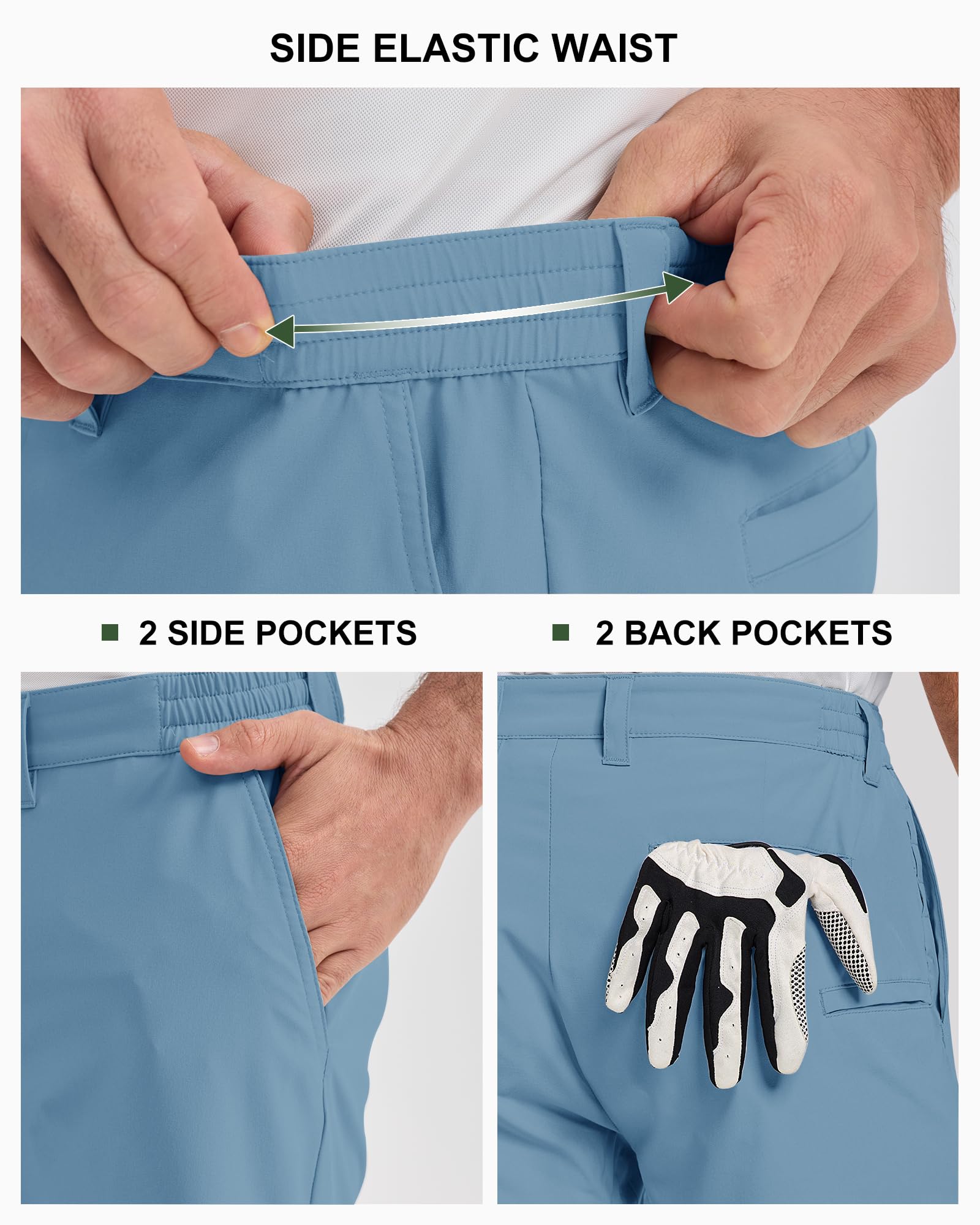 33,000ft Men's Golf Shorts 9" Dry Fit Stretch Golf Short UPF 50+ Lightweight Flat Front Golf Shorts with Pockets