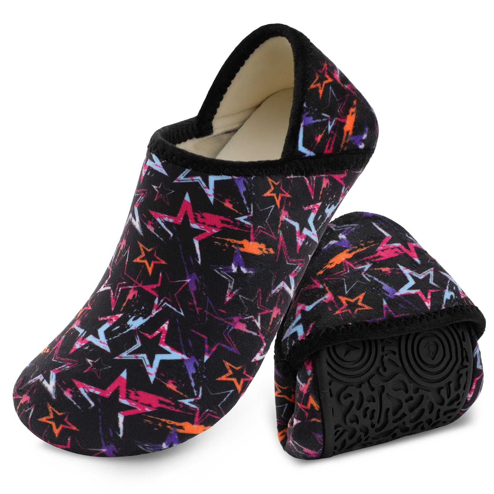 XIHALOOK House Slippers for Women Men Cozy Sock Shoes with Soft Rubber Sole Slip On for Indoor/Outdoor