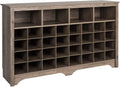 Prepac Gray Console Table, Shoe Cabinet, Storage Cabinet with 32 Shoe Cubbies and 4 Large Storage Cubbies 15.5" D x 60" W x 35" H
