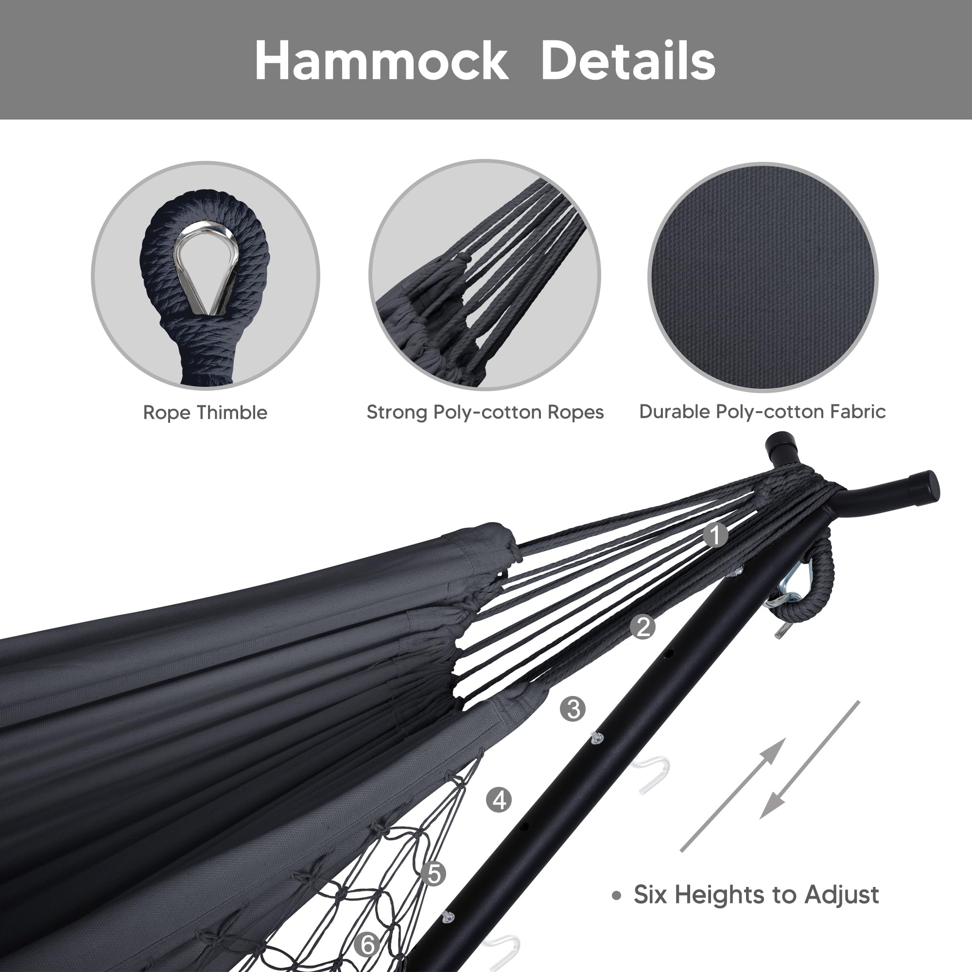 SUNCREAT 2-in-1 Convertible Free Standing Hammock with Stand Included, Camping Backyard Hammock with Stand, Patented, Blue & White Stripe