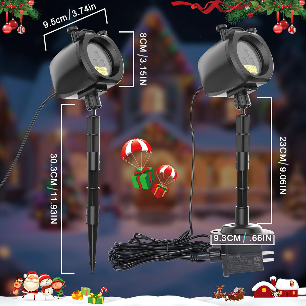 Easter Laser Lights Projector Outdoor with 4 Dynamic Slides, 2-in-1 Moving RGB Firefly Laser Lights with Remote,Timer, Landscape Holiday Porjector for Window Wall