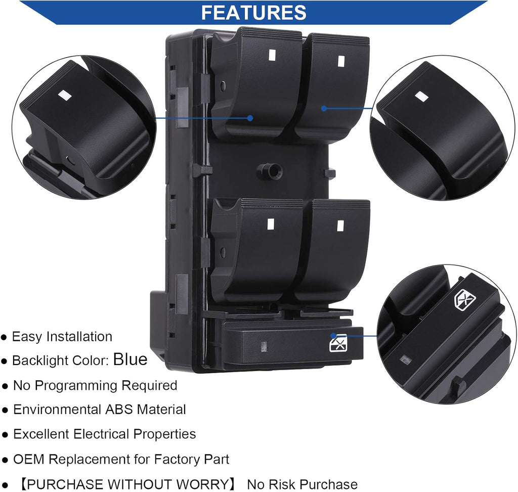 Obaee Driver Side Power Master Window Switch for Chevy Silverado