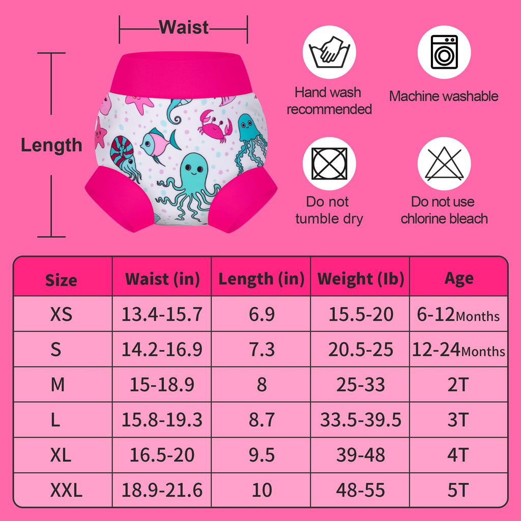 BIG ELEPHANT Baby Swim Diapers 3pcs, Reusable Adjustable Washable Waterproof Swimming Diaper for Boy's and Girl's 6Months - 5 Years