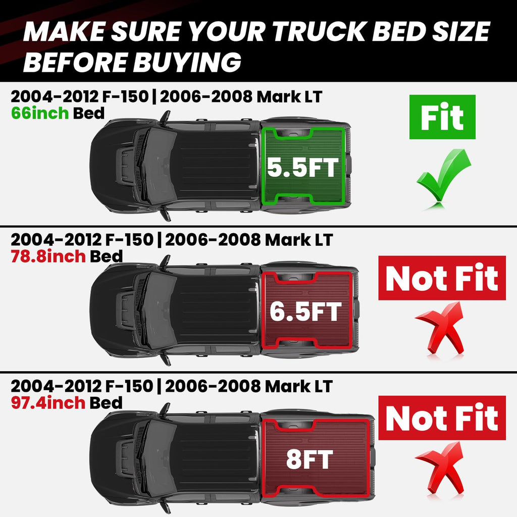 LASFIT Truck Bed Mat for 2009-2016 Ford F250 F350 F450 6.75ft Super Duty 81.9'' Bed Liner(Not fit with Drop-in Bed Liner), TPE 100% All Weather Car Bed Mat for F-250 F-350 F-450,1PCS Black