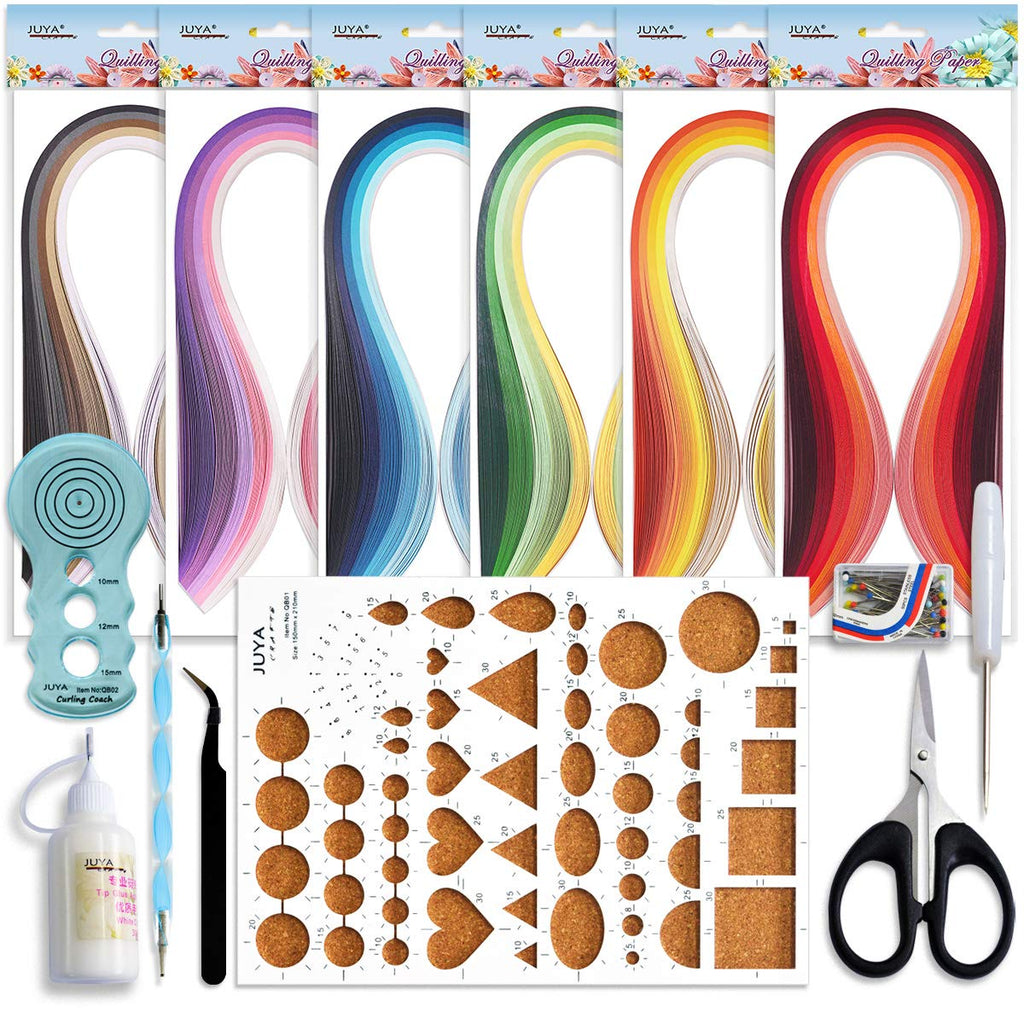 JUYA Paper Quilling Kits with 30 Colors 600 Strips and 8 Tools (Paper Width:3mm, Blue Tools)