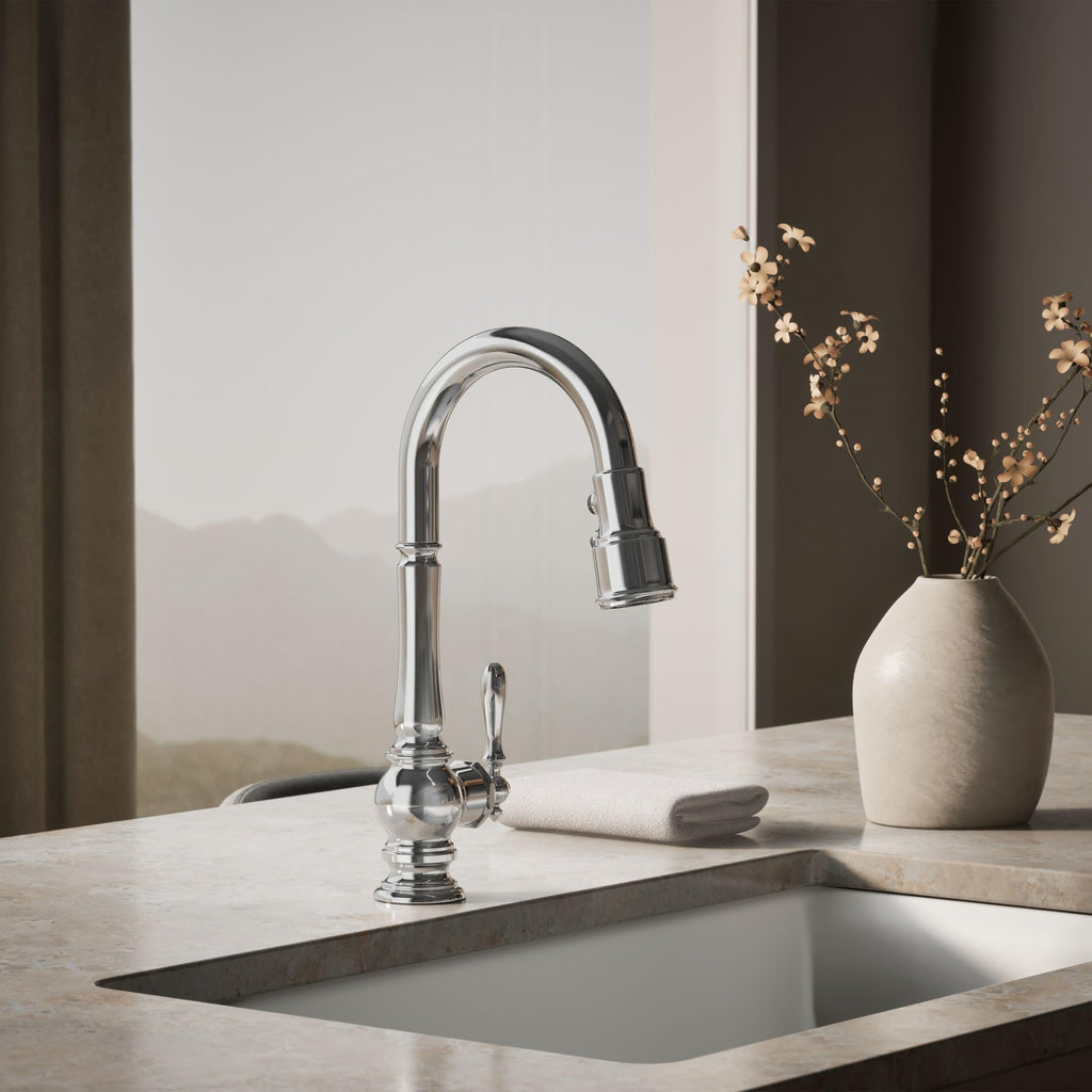 KOHLER 99270-BL Artifacts Wall-Mount Pot Filler, Pot Filler Faucet, Black Pot Filler, Kitchen Sink Pot Filler Faucets, Matte Black