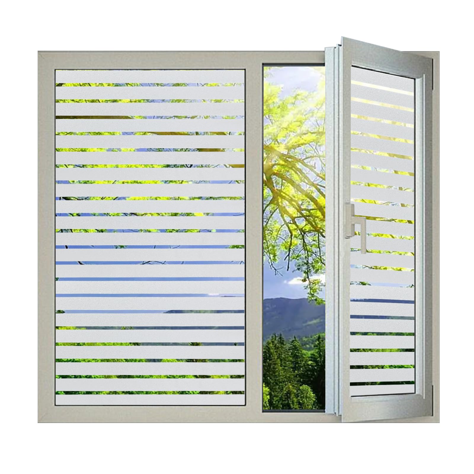 Window Privacy Blinds, Removable Glass Door Privacy Film, Suitable for Bathrooms, Offices, Static Cling Decorative Film, Reusable Window Stickers (Blinds, 17.5 x 78.7 inch)