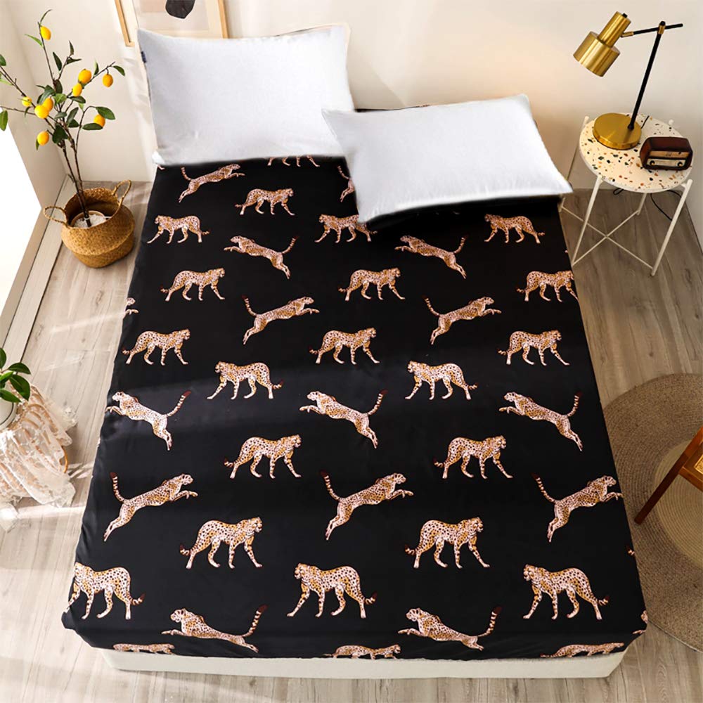 Bedding Fitted Sheet with Deep Pocket,3D Pattern Printed Fabric Bed Sheets (Black Butterfly,Twin)
