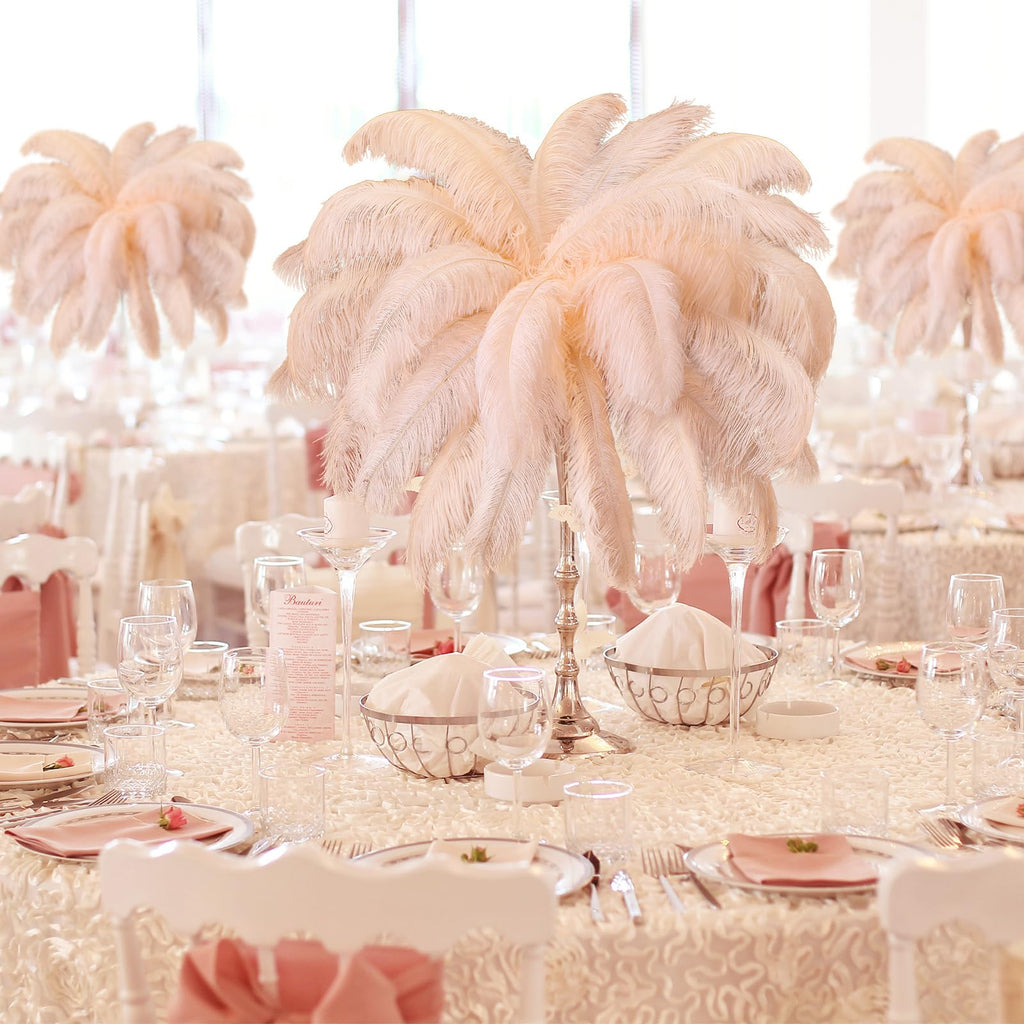 Retrowavy 50 Pcs 14-16 Inches Large Natural Ostrich Feathers Bulk for Centerpieces for Wedding Party Centerpieces Home Decoration Flower Arrangement (Black)