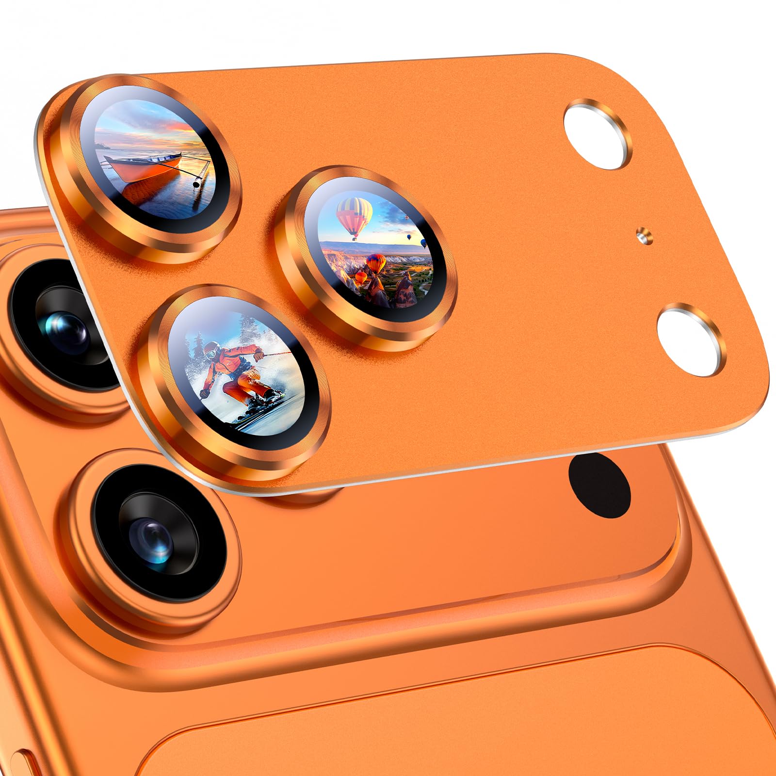 Uyiton Compatible with iPhone 17 Camera Lens Protector - [Not Easy to Break][Strong Adsorption][Case-Friendly] Metal Tempered Glass Rear Camera Screen Cover - Black