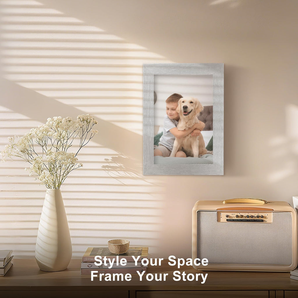 TOFOREVO Picture Frames 4x4 Set of 2 Black Wood Grain Photo Frame for Gallery Wall Mounting or Tabletop Display