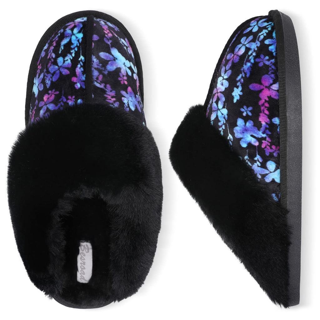 Besroad Winter Fuzzy House Slippers Sandals Plush Faux Fur Fluffy Flats Slippers Warm Slide Shoes for Women