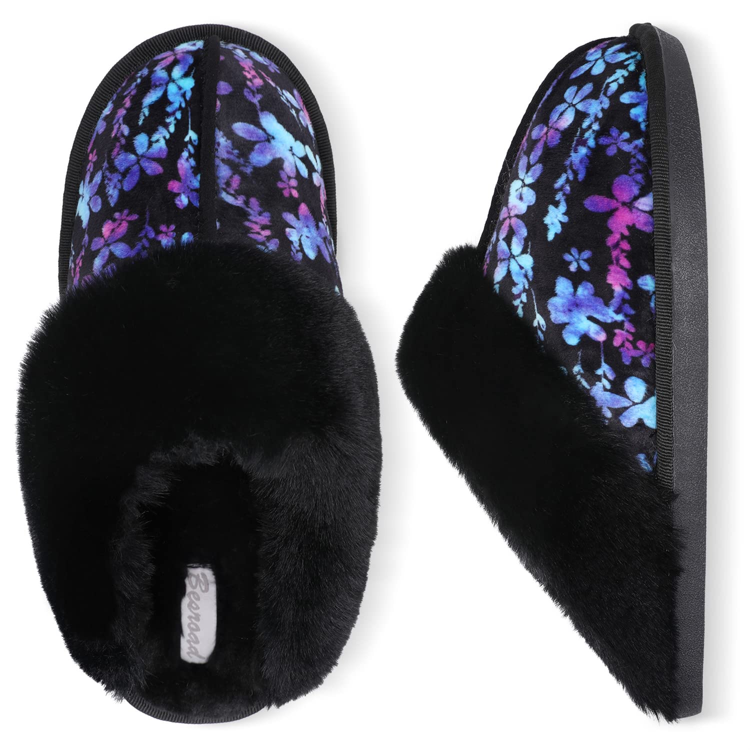 Besroad Winter Fuzzy House Slippers Sandals Plush Faux Fur Fluffy Flats Slippers Warm Slide Shoes for Women