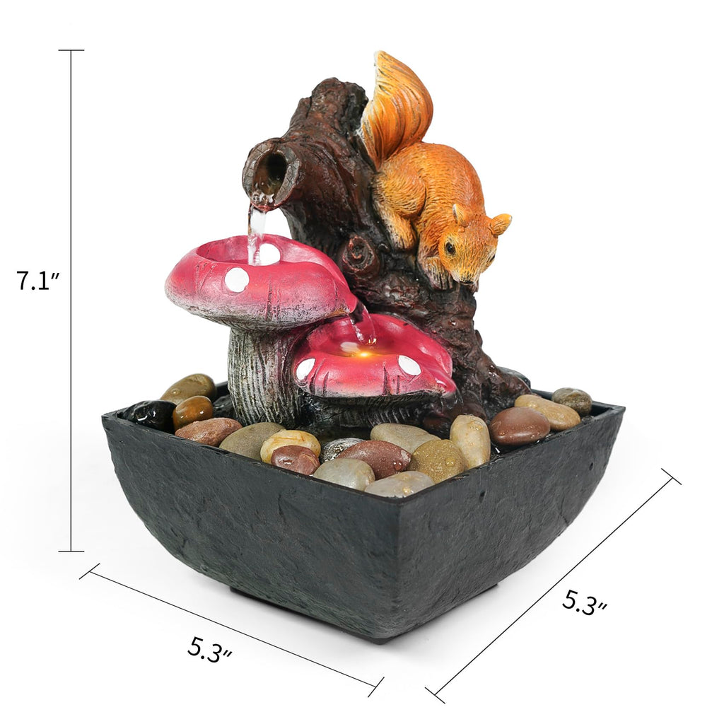 Ferrisland Tabletop Water Fountain, Zen Meditation Indoor Waterfall Fountain, Heart Shape Decoration with LED Light for Home Office Bedroom Relaxation Decor, Gift Ideas